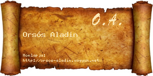 Orsós Aladin névjegykártya